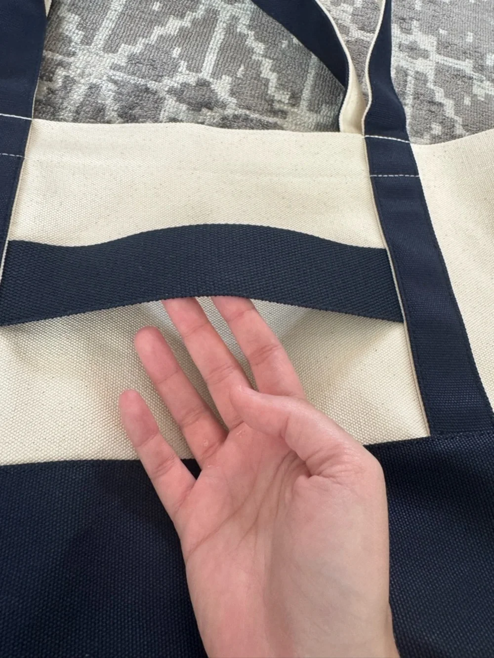 J.P. Morgan Canvas Tote Bag in Cream and Navy